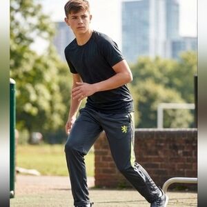 🎈Gray and Neon Green Kids Joggers Pants Sz14